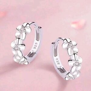 S925 Silver Flower Earrings For Women's Fashion High Quality Valentine